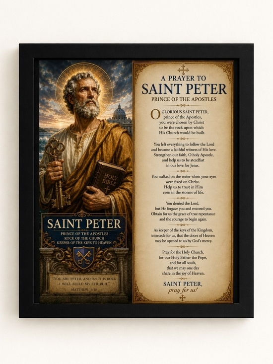 Hand Crafted Other - Saint Peter Prayer A.I. Art Print 8x10 Frame